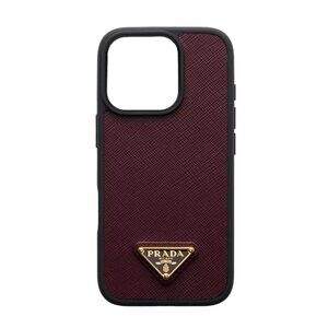 Prada • Saffiano Leather iPhone 16 pro Case • Bordeaux • Authentic